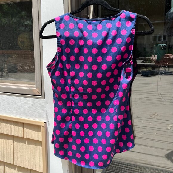 Banana Republic tank top navy w/hot pink polka dots, XS - Picture 2 of 5